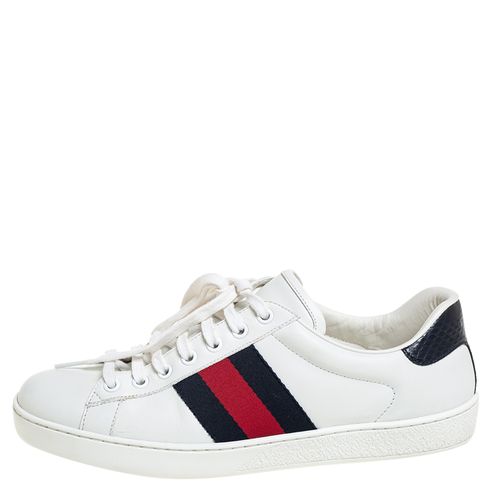 

Gucci White Leather Ace Low Top Sneakers Size
