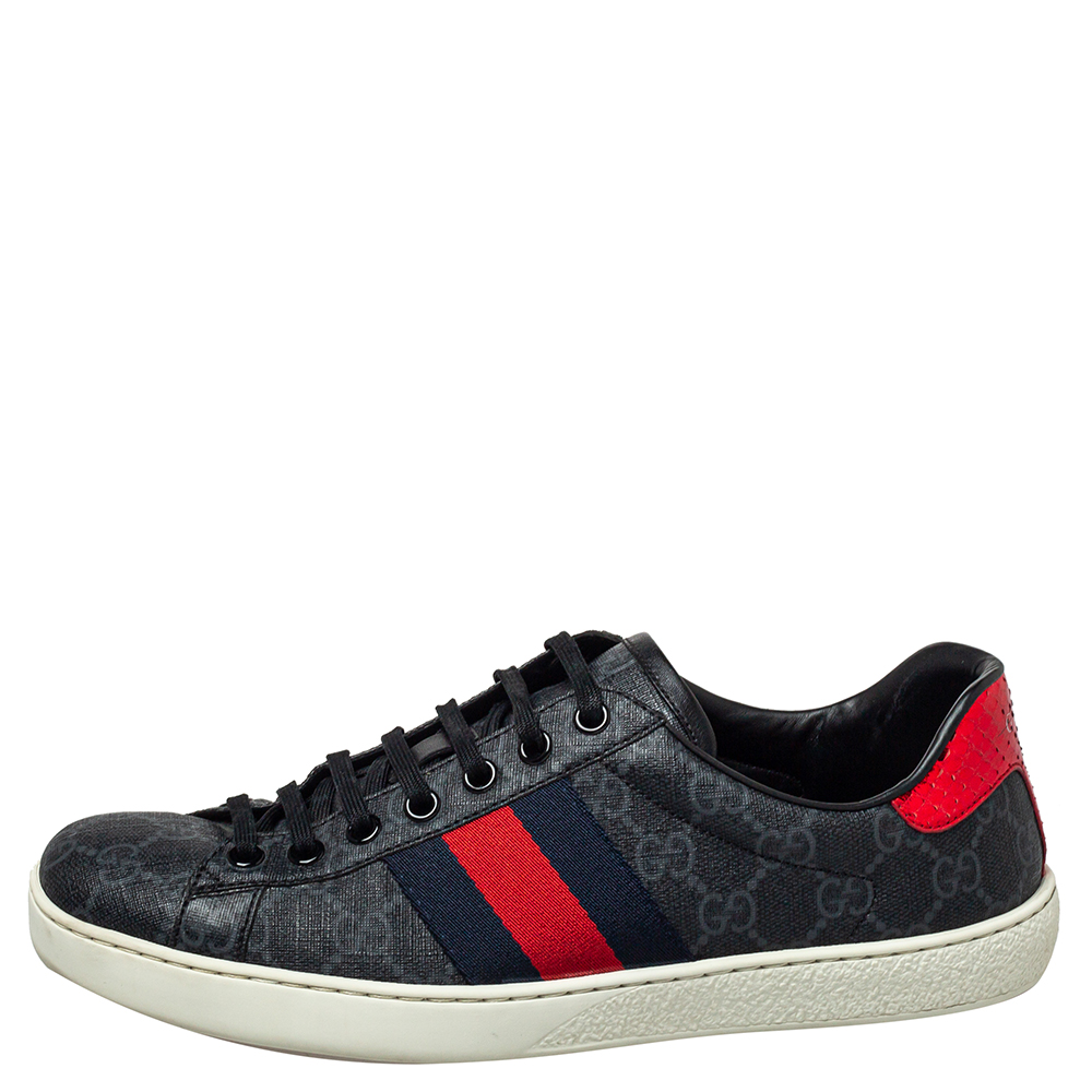 

Gucci Grey GG Supreme Canvas Ace Sneakers Size, Black