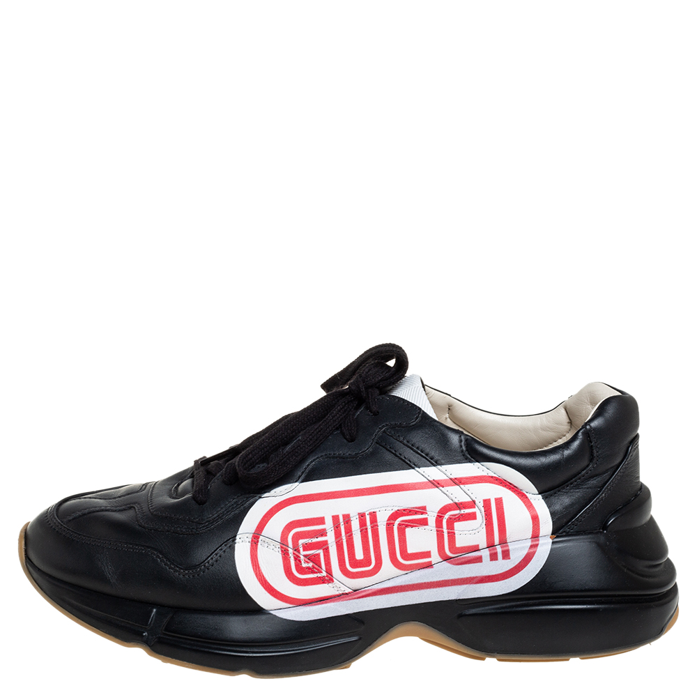 

Gucci Black Leather Rhyton Sneakers Size