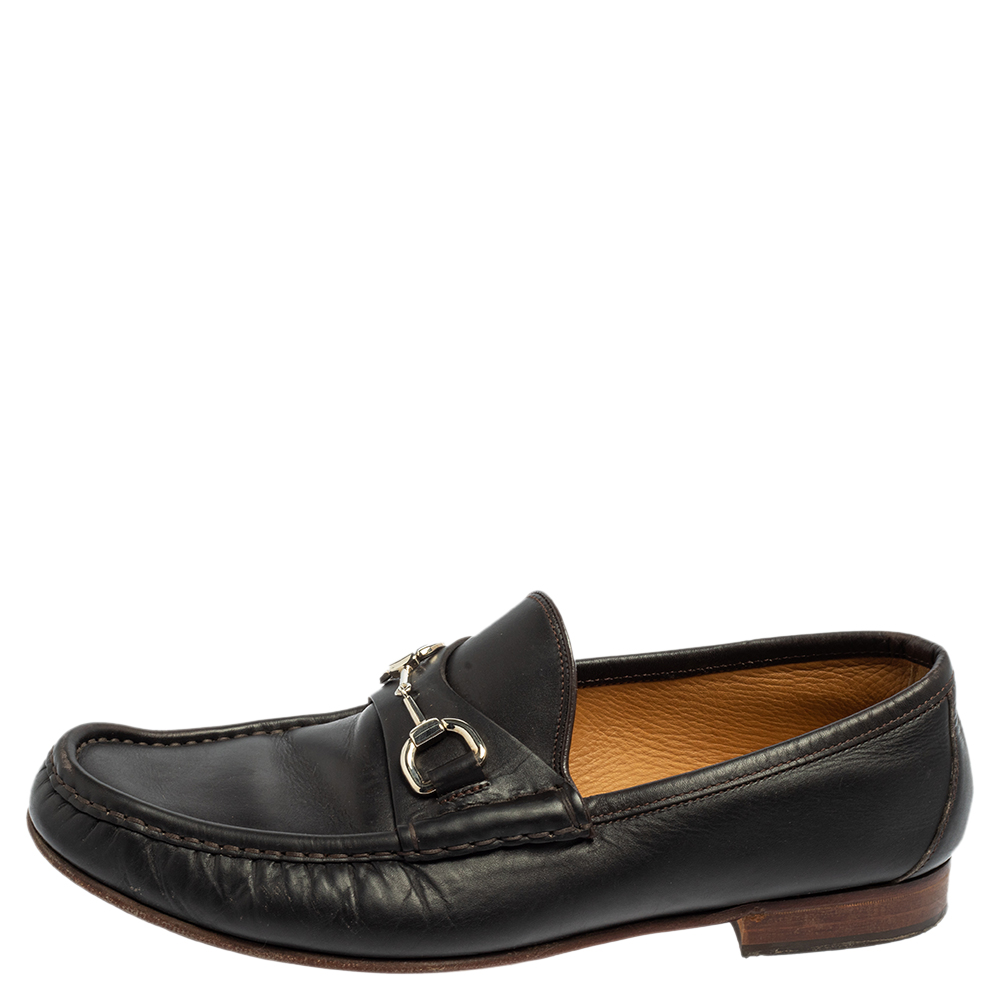 

Gucci Black Leather Horsebit Slip On Loafers Size