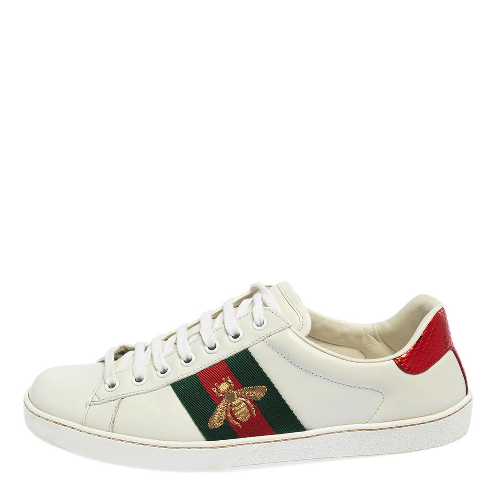 

Gucci White Leather Ace Low Top Sneakers Size