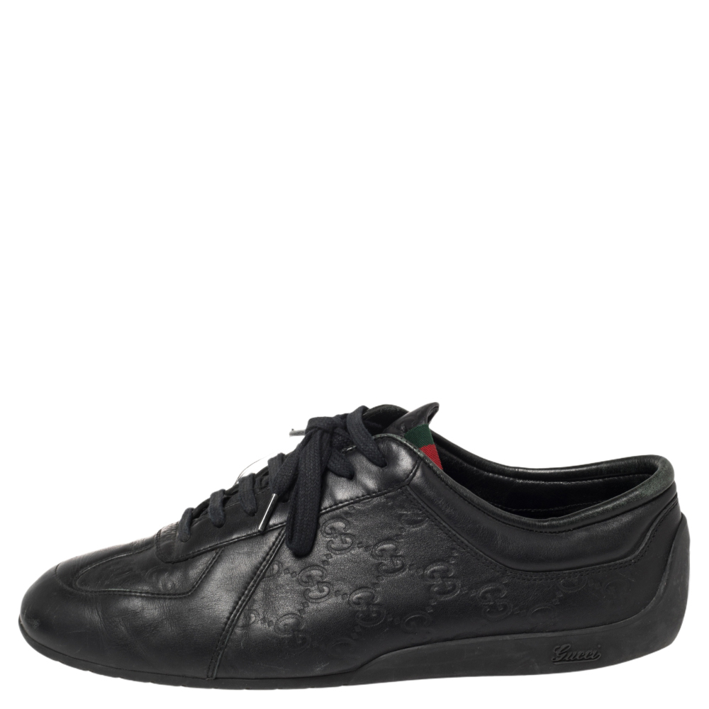 

Gucci Black Guccissima Leather Low Top Sneakers Size
