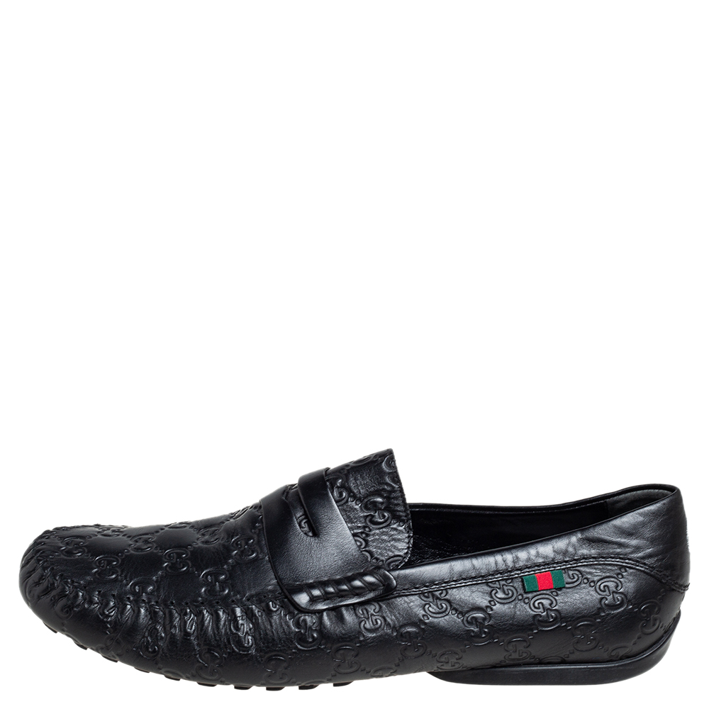 

Gucci Black Guccissima Leather Penny Loafers Size