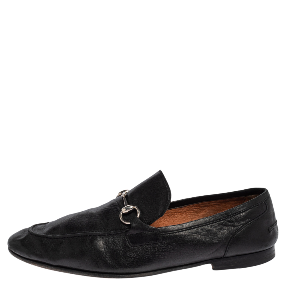 

Gucci Black Leather Horsebit Slip On Loafers Size