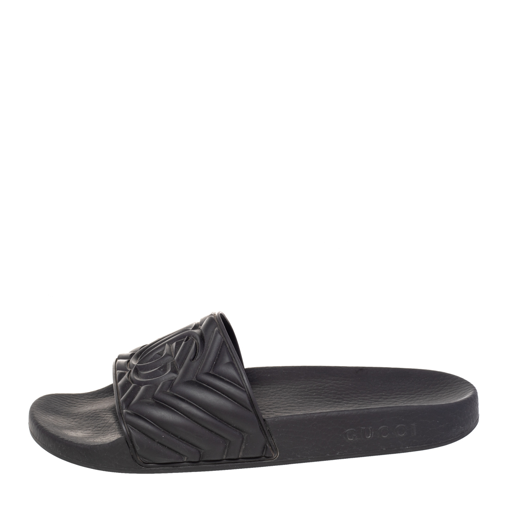 

Gucci Black Rubber Slide Sandals Size