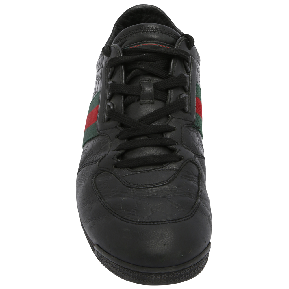 

Gucci Black Leather Web Accent Sneakers Size UK 7 / EU