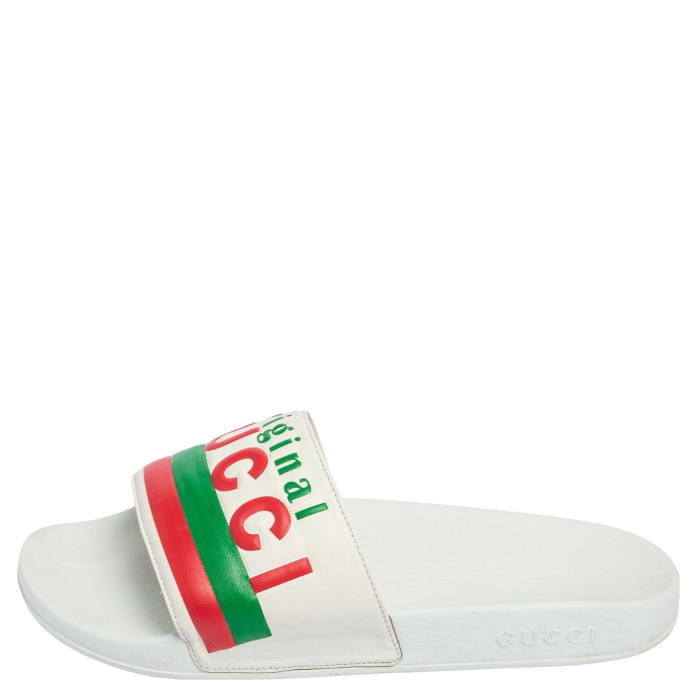 

Gucci White Leather Original Slides Size