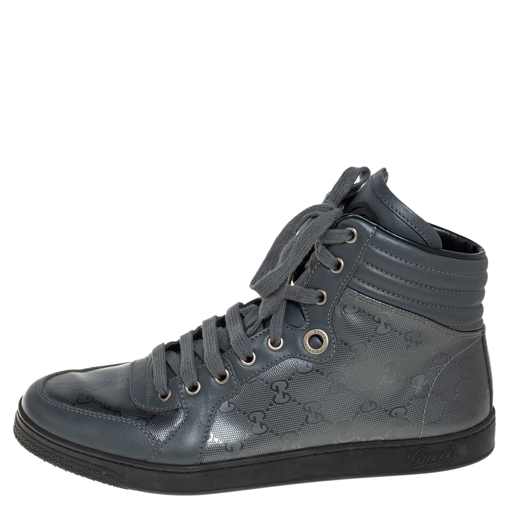 

Gucci Grey GG Imprime Canvas Coda High Top Sneakers Size