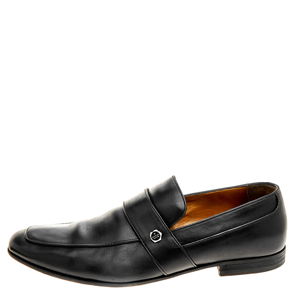 

Gucci Black Leather Loafers Size