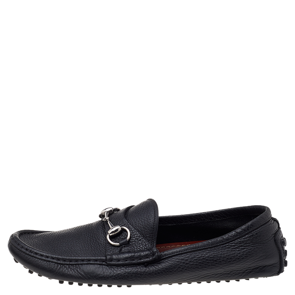 

Gucci Black Leather Horsebit Slip On Loafers Size