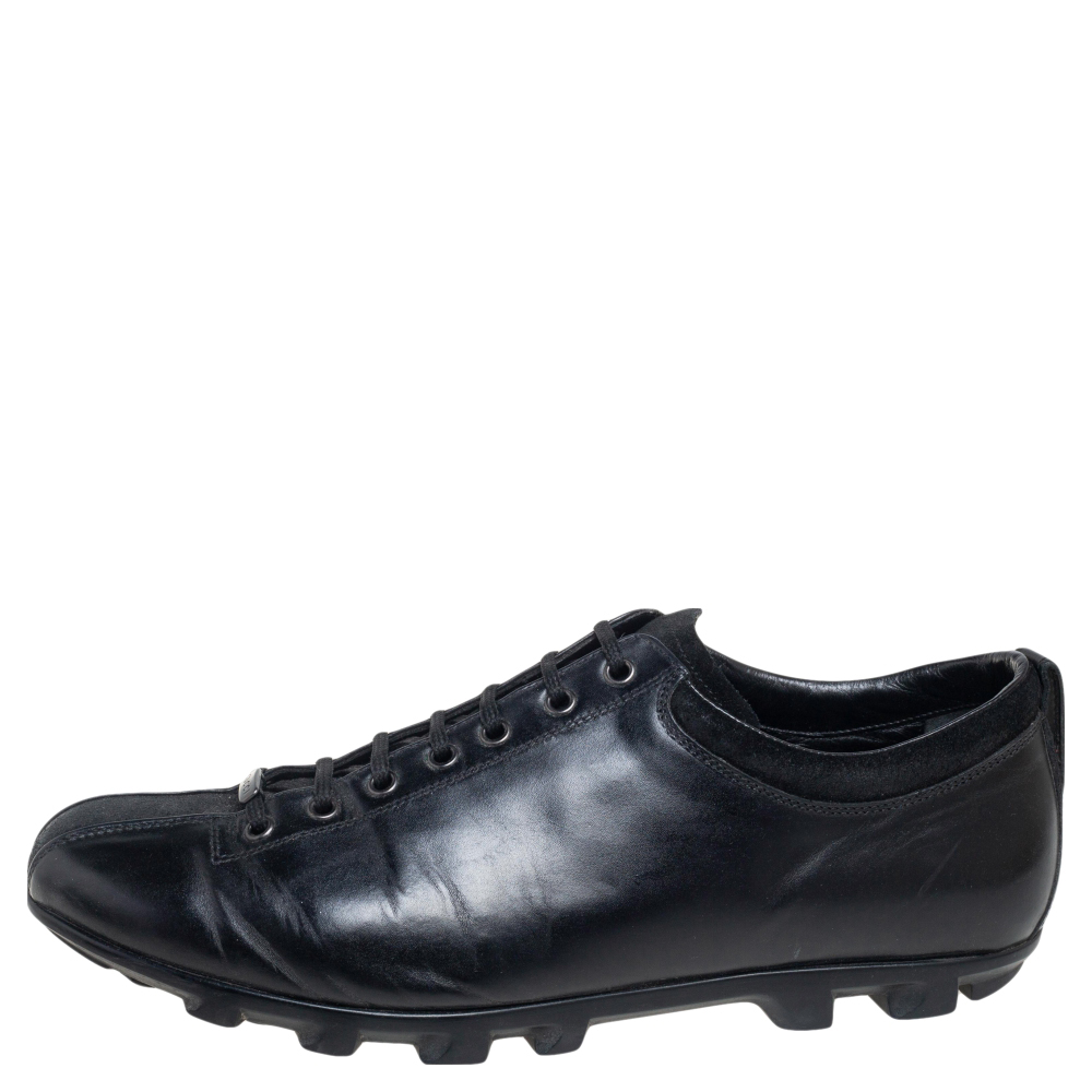 

Gucci Black Leather Lace Up Sneakers Size