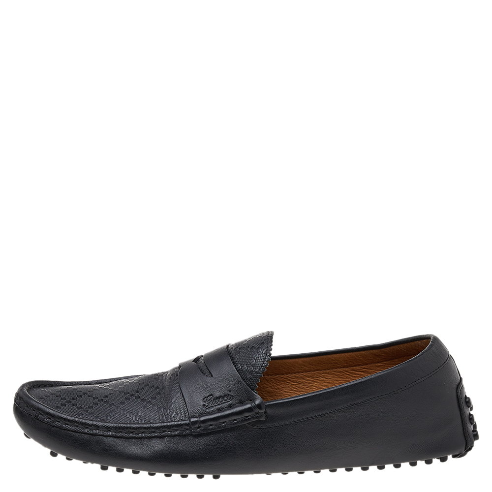 

Gucci Black Leather Slip On Loafers Size