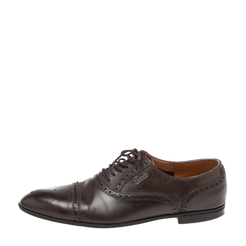 

Gucci Dark Brown Brogue Leather Oxfords Size