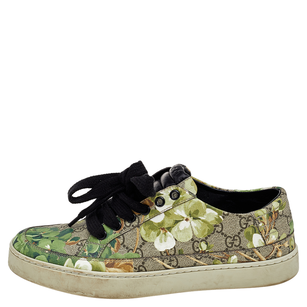 

Gucci Multicolor Blooms Print GG Supreme Canvas Low Top Sneakers Size