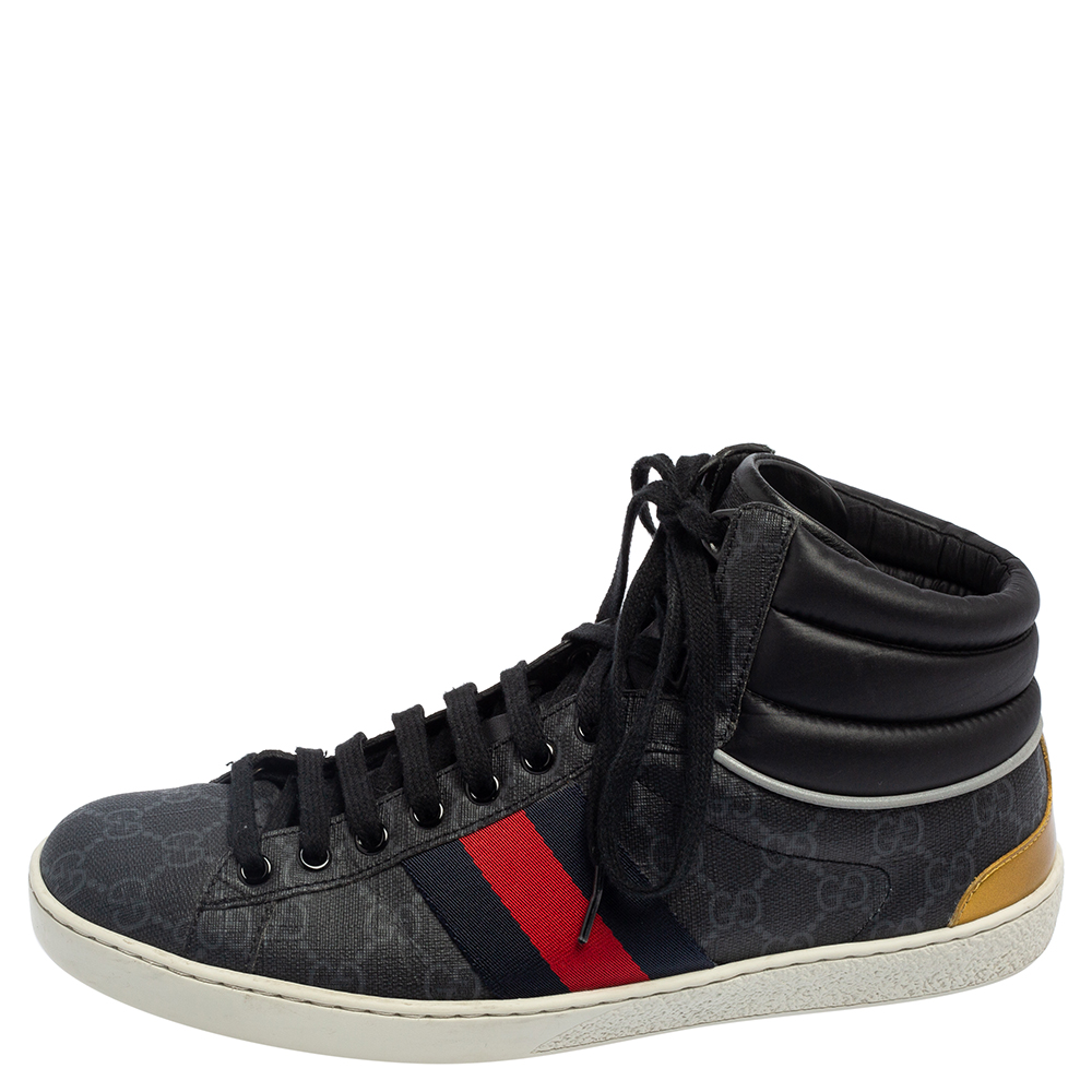 

Gucci Multicolor GG Supreme Canvas and Nylon Ace High-Top Sneakers Size