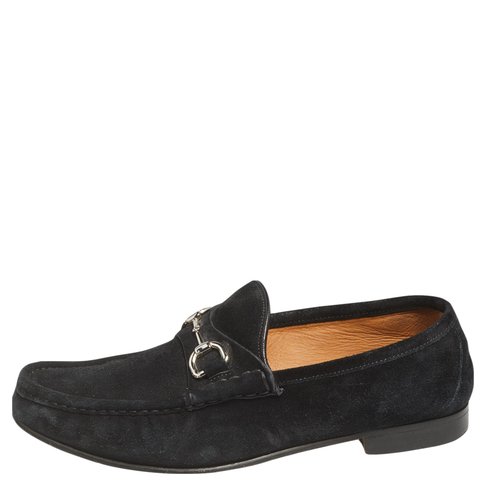 

Gucci Black Suede Horsebit Slip On Loafers Size
