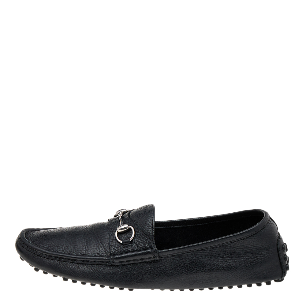 

Gucci Black Leather Horsebit Slip On Loafers Size