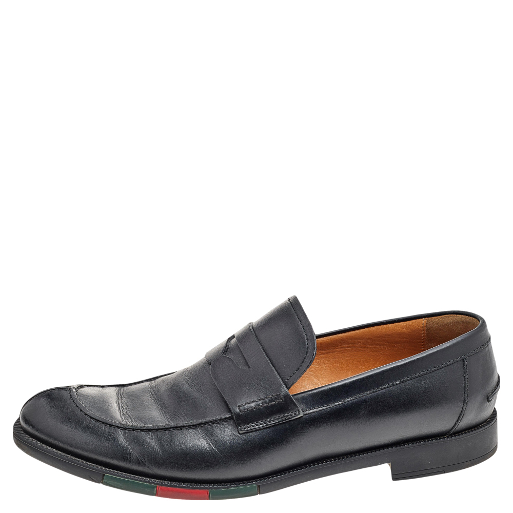 

Gucci Black Leather Slip On Loafers Size