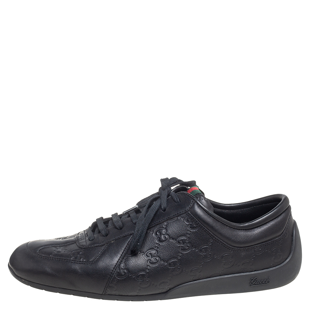 

Gucci Black Guccissima Leather Low Top Sneakers Size