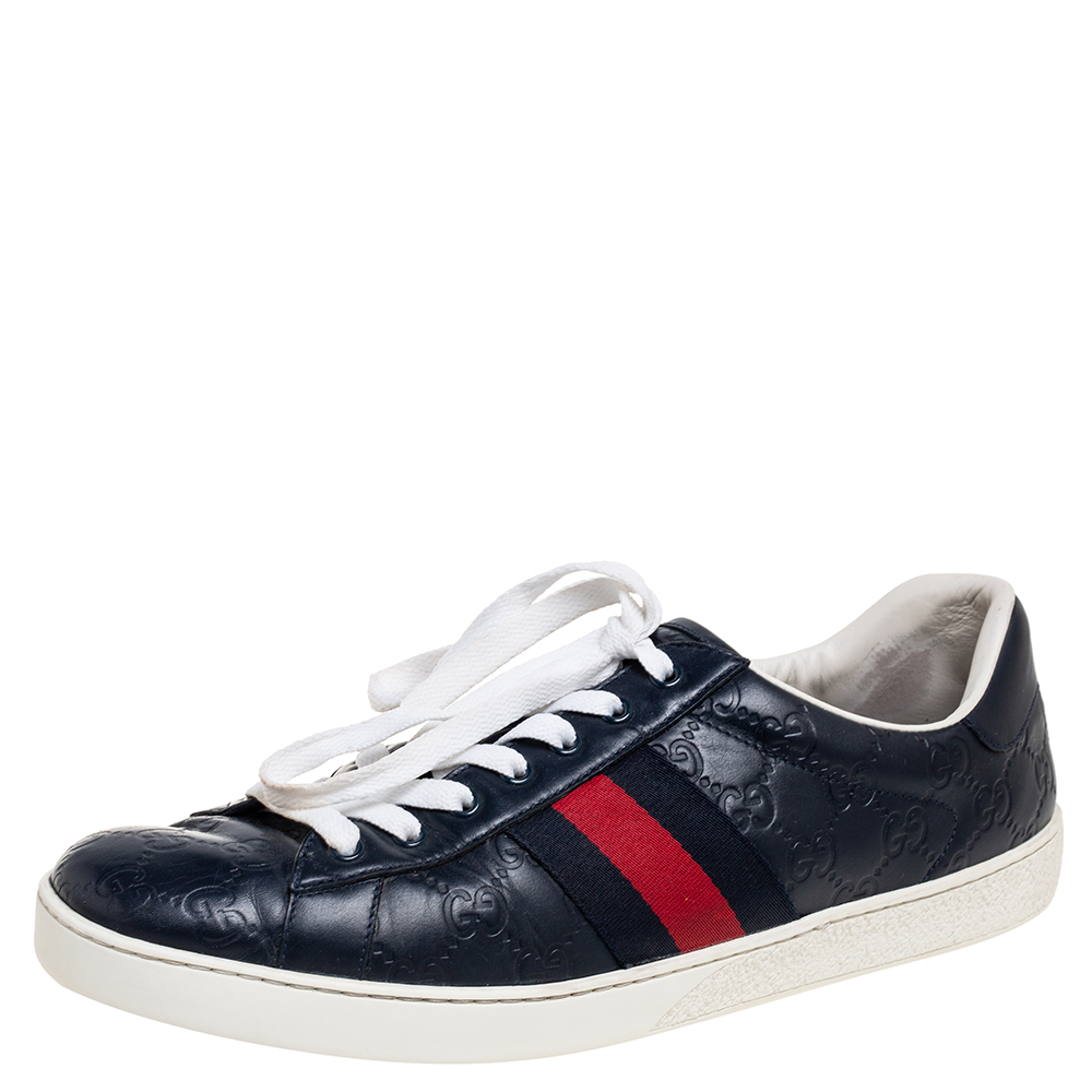 gucci navy blue shoes