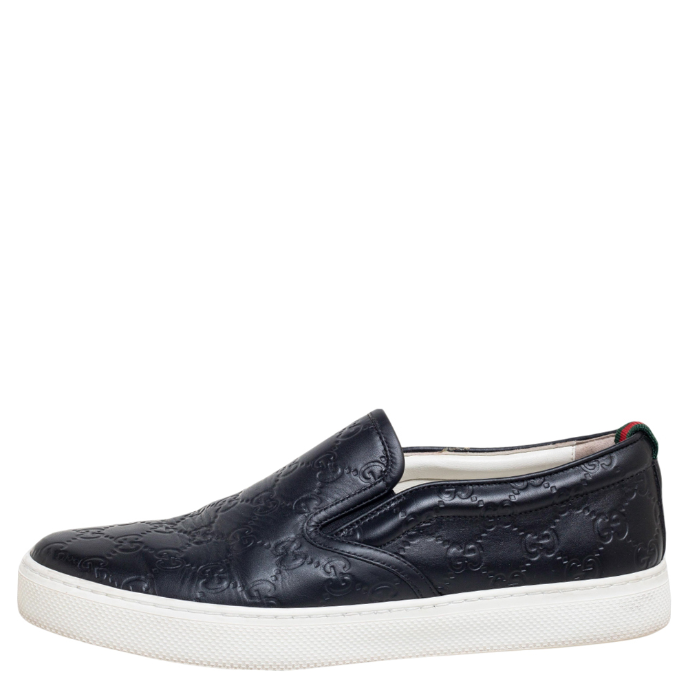 

Gucci Black Guccissima Leather Slip On Sneakers Size