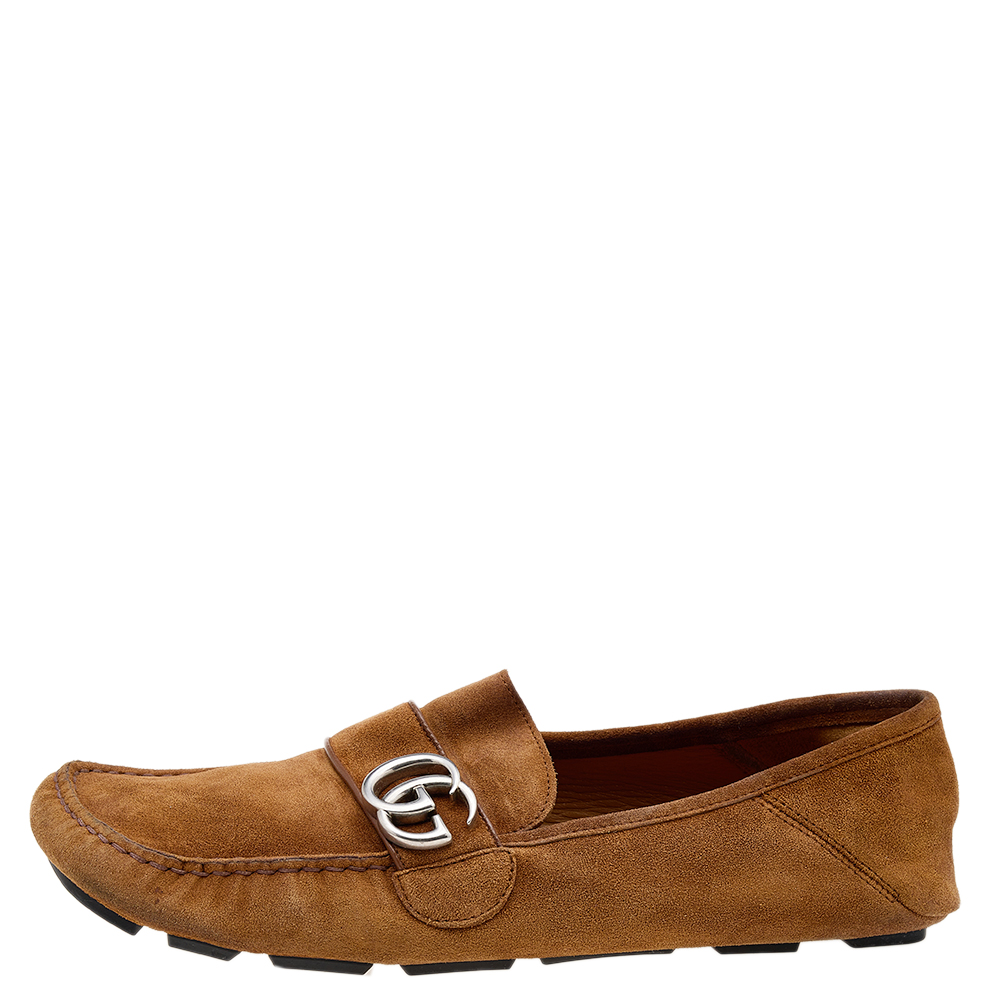 

Gucci Brown Suede GG Slip on Loafers Size