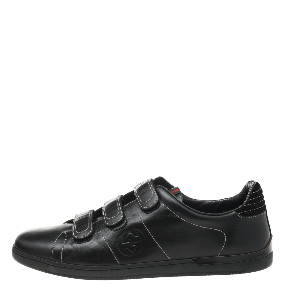 

Gucci Black Leather Low Top Sneakers Size