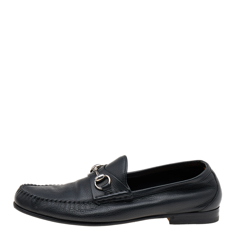 

Gucci Black Leather Horsebit Slip On Loafers Size
