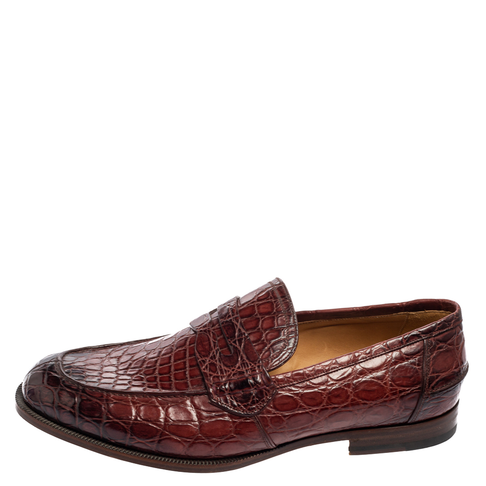 

Gucci Plum Alligator Leather Penny Loafers Size, Purple