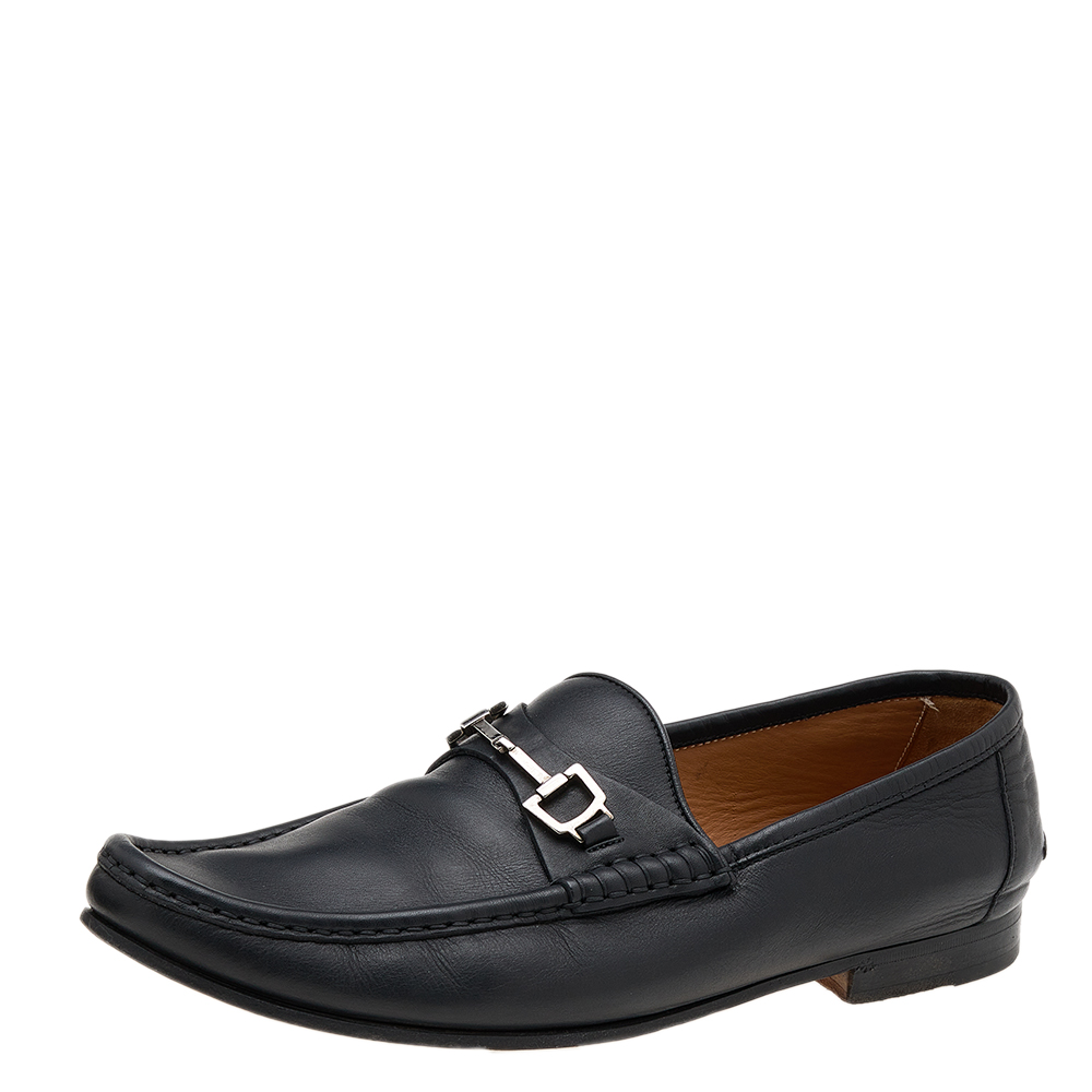 

Gucci Black Leather Horsebit Slip On Loafers Size