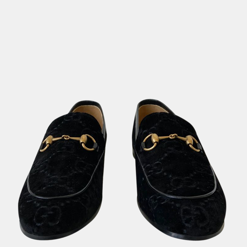 

Gucci Black GG Velvet Jordaan Loafers Size US 8