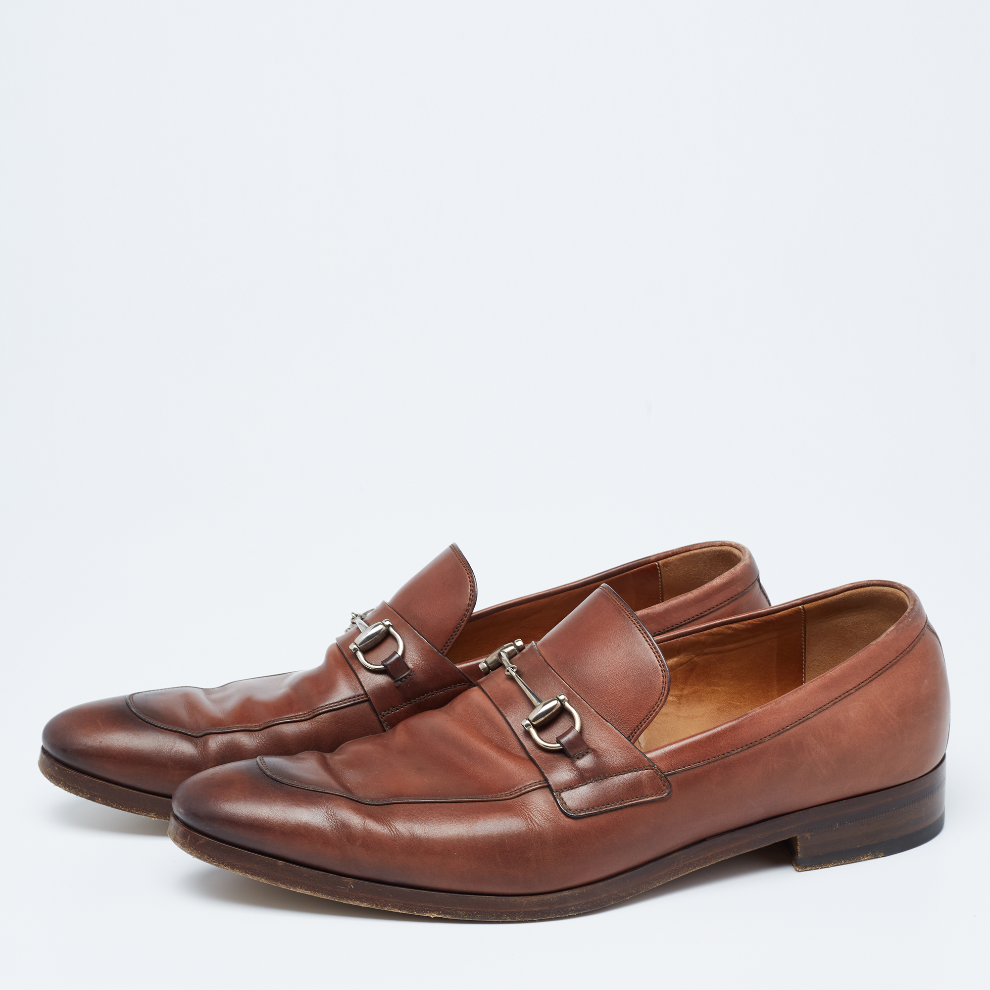 

Gucci Brown Ombre Leather Horsebit Loafers Size