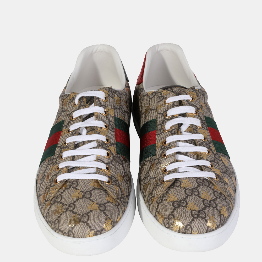 

Gucci Beige GG Supreme Canvas Ace Bee Sneakers Size EU UK 14