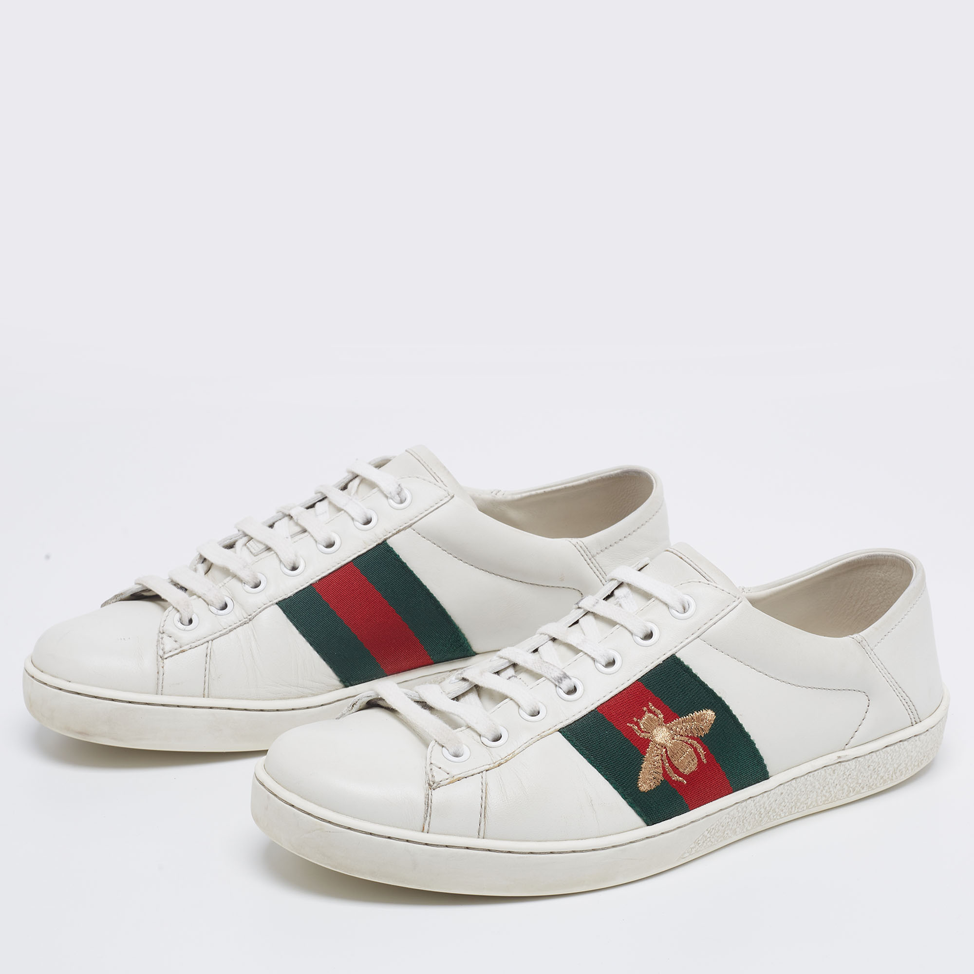 

Gucci White Leather Ace Web Low Sneakers Size