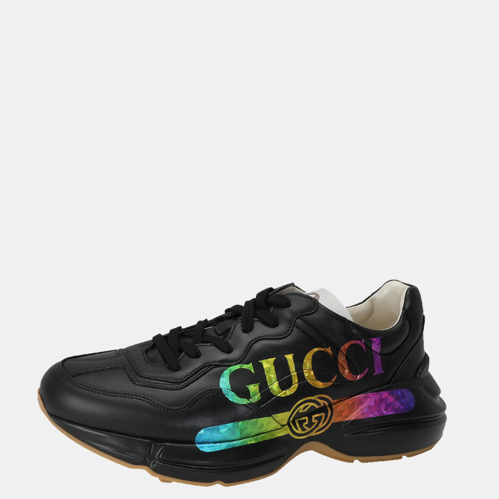 

Gucci Black Rhyton Iridescent Sneakers UK 10 EU 44