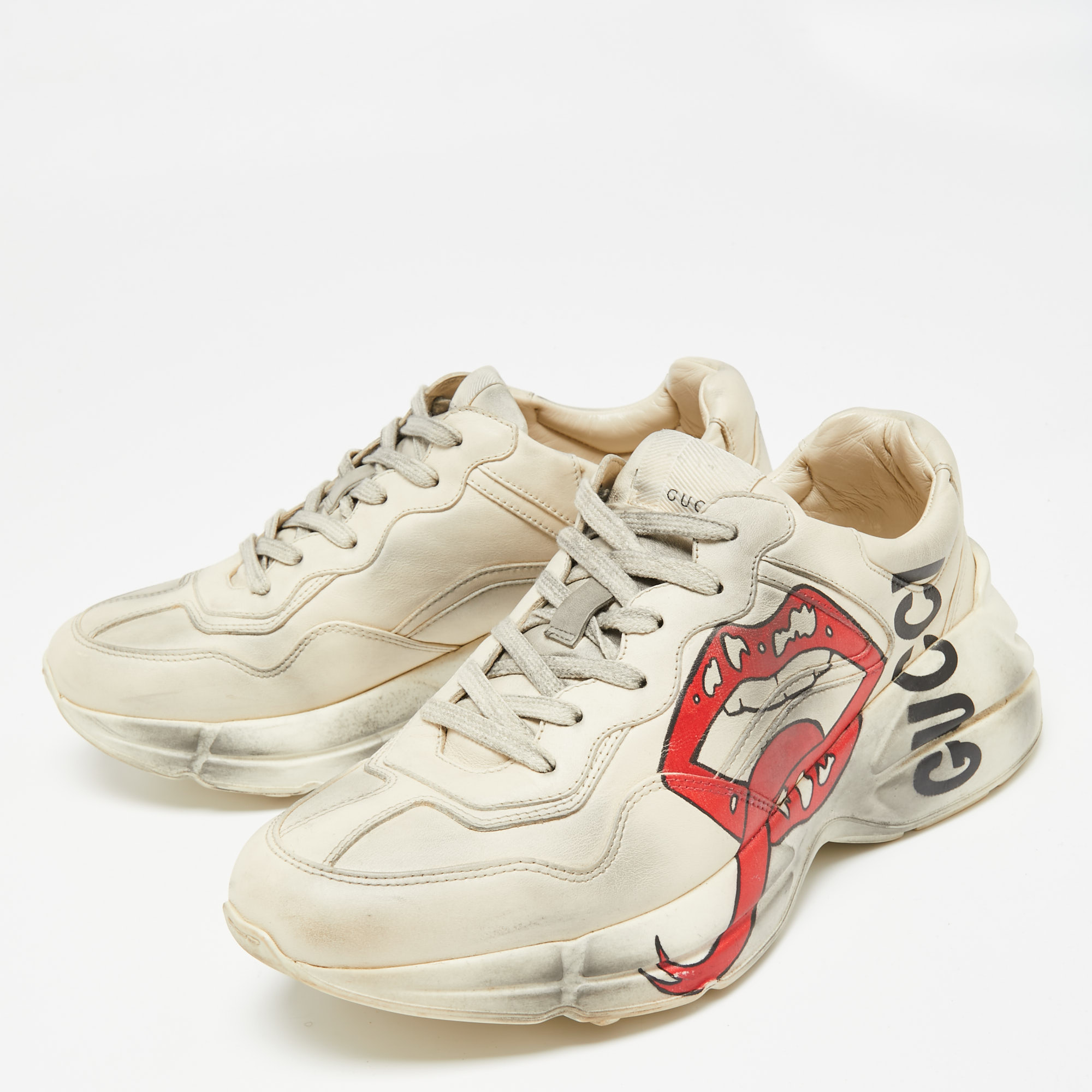 

Gucci Off White Leather Rhyton Sneakers Size