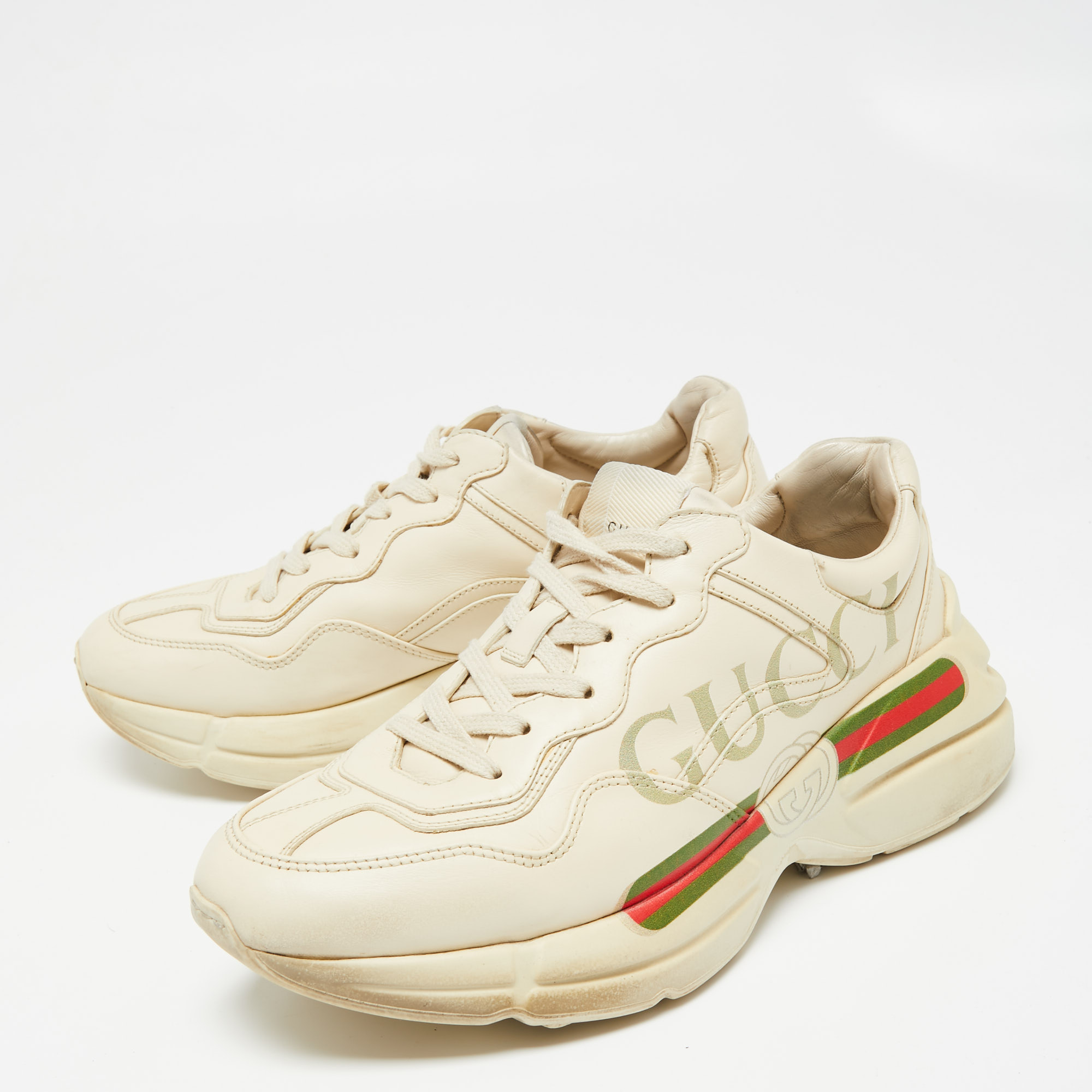 

Gucci Off White Leather Rhyton Sneakers Size