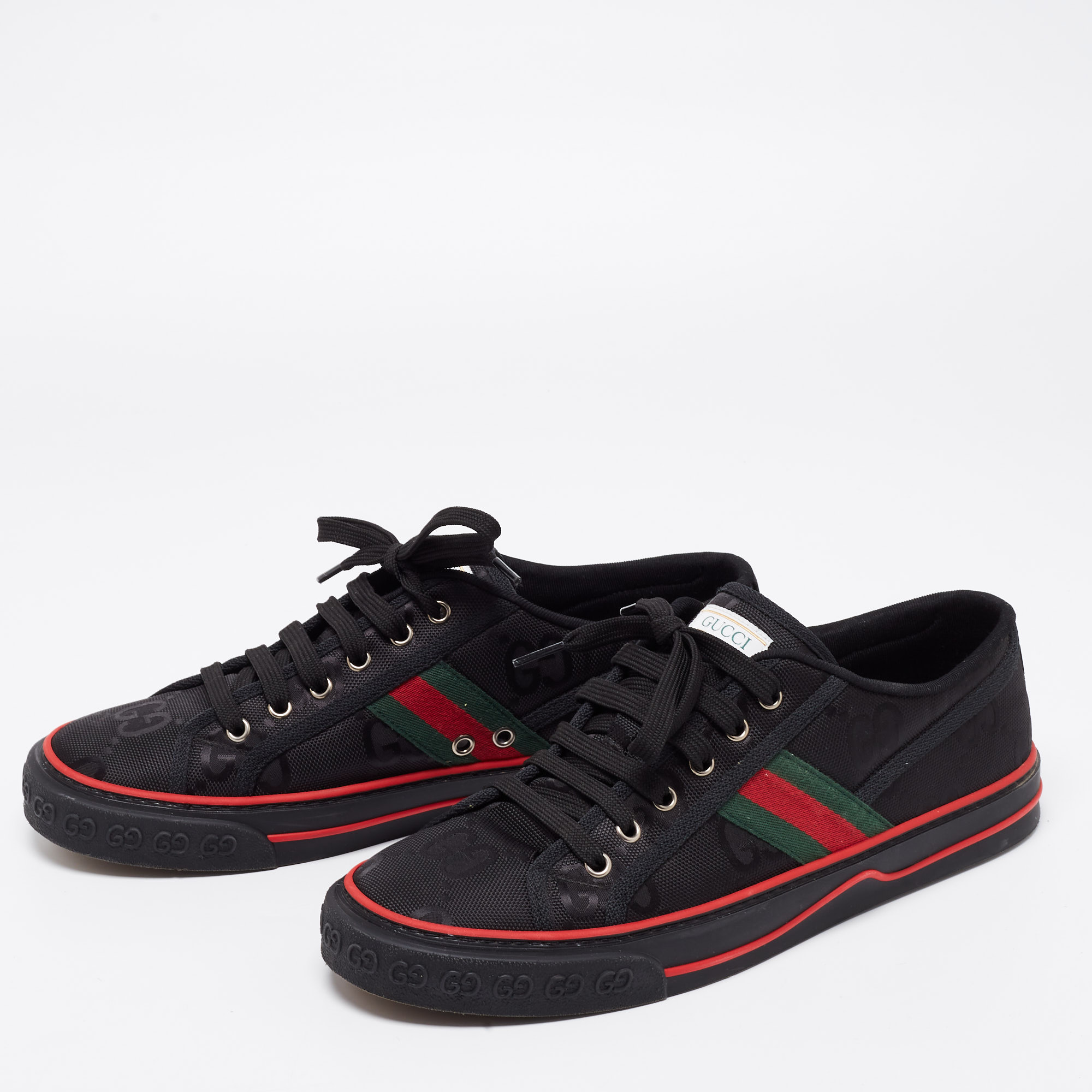 

Gucci Black Canvas Web Low Top Sneakers Size