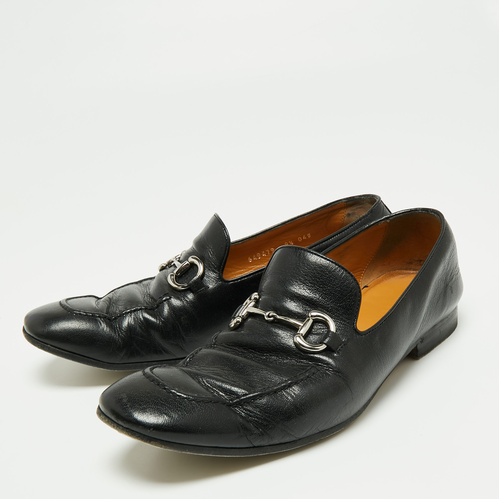 

Gucci Black Leather Horsebit Slip On Loafers Size