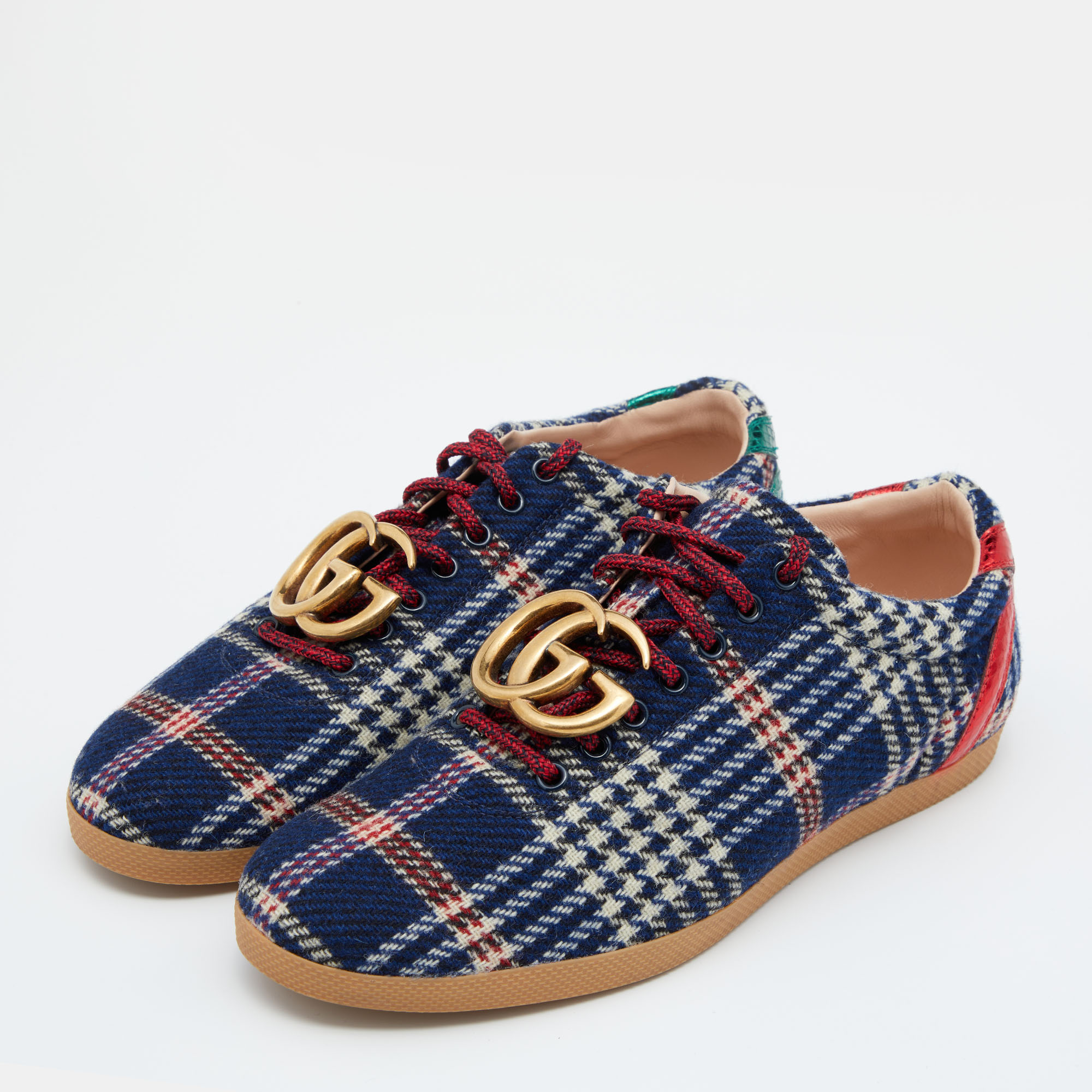 

Gucci Blue Wool Metropolitan Tartan Sneakers Size