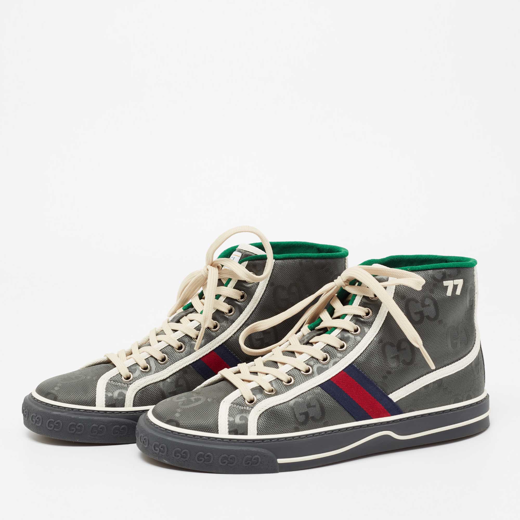 

Gucci Grey Nylon Tennis 1977 High Top Sneakers Size