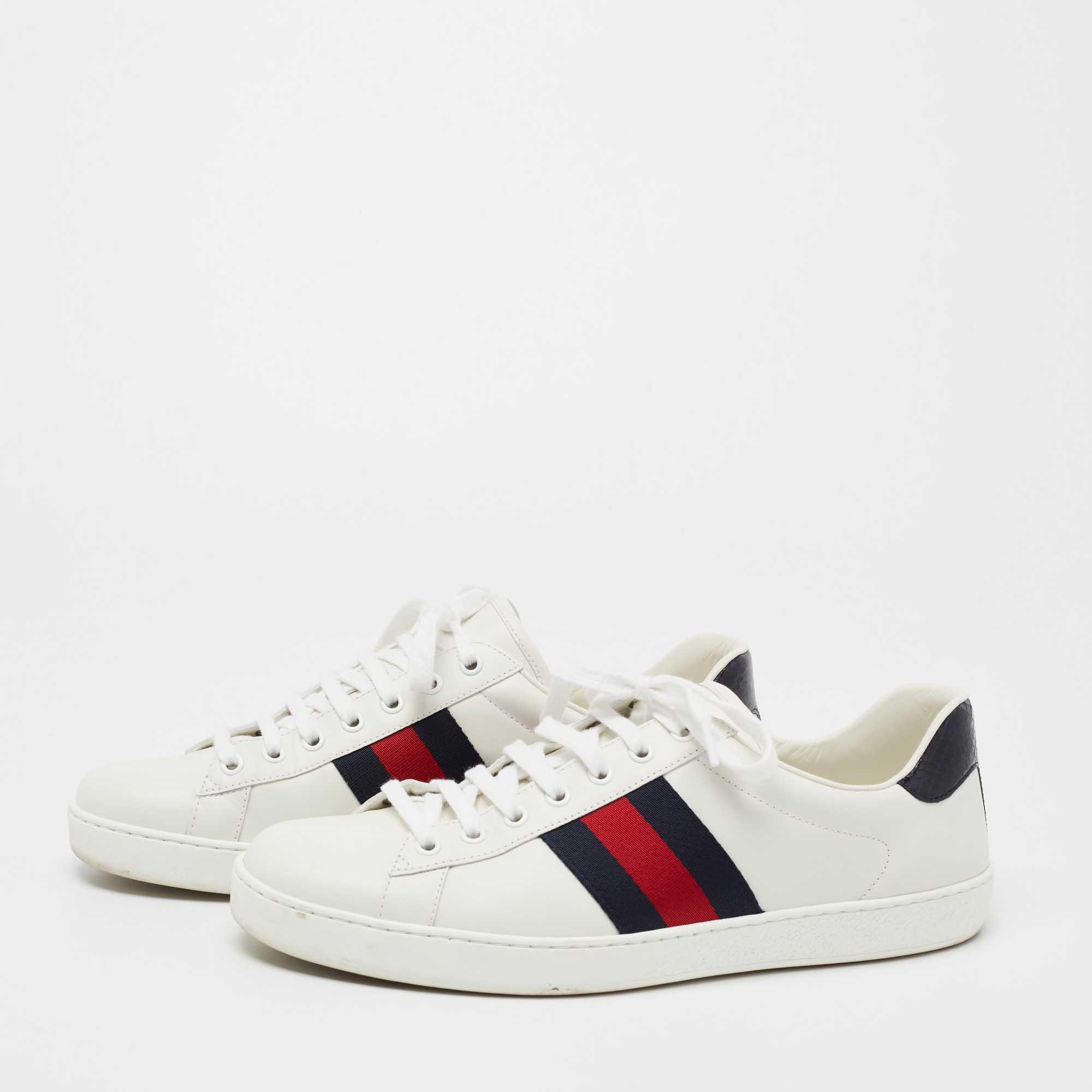 Gucci White Leather Ace Low Top Sneakers Size