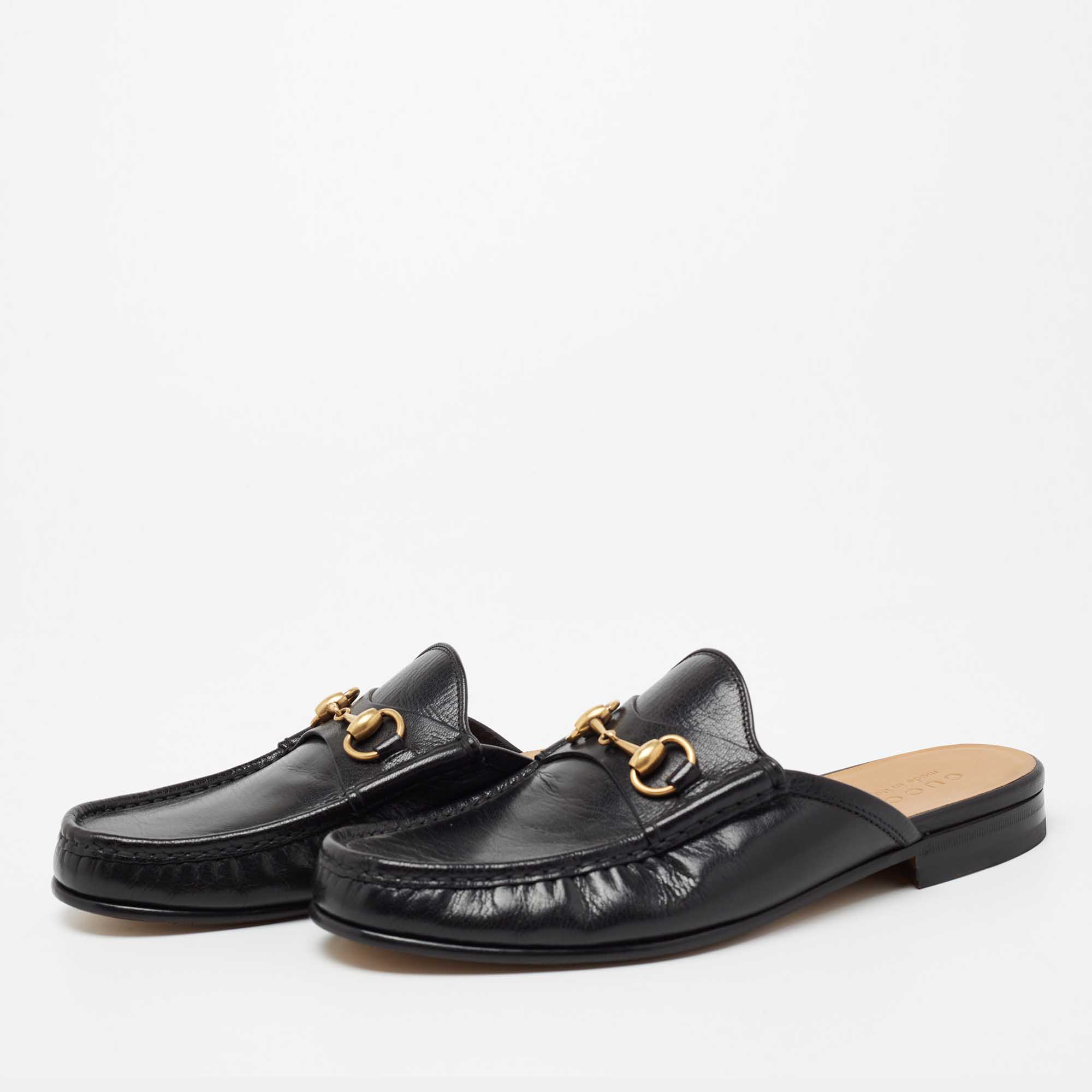 

Gucci Black Leather Horsebit Mules Size