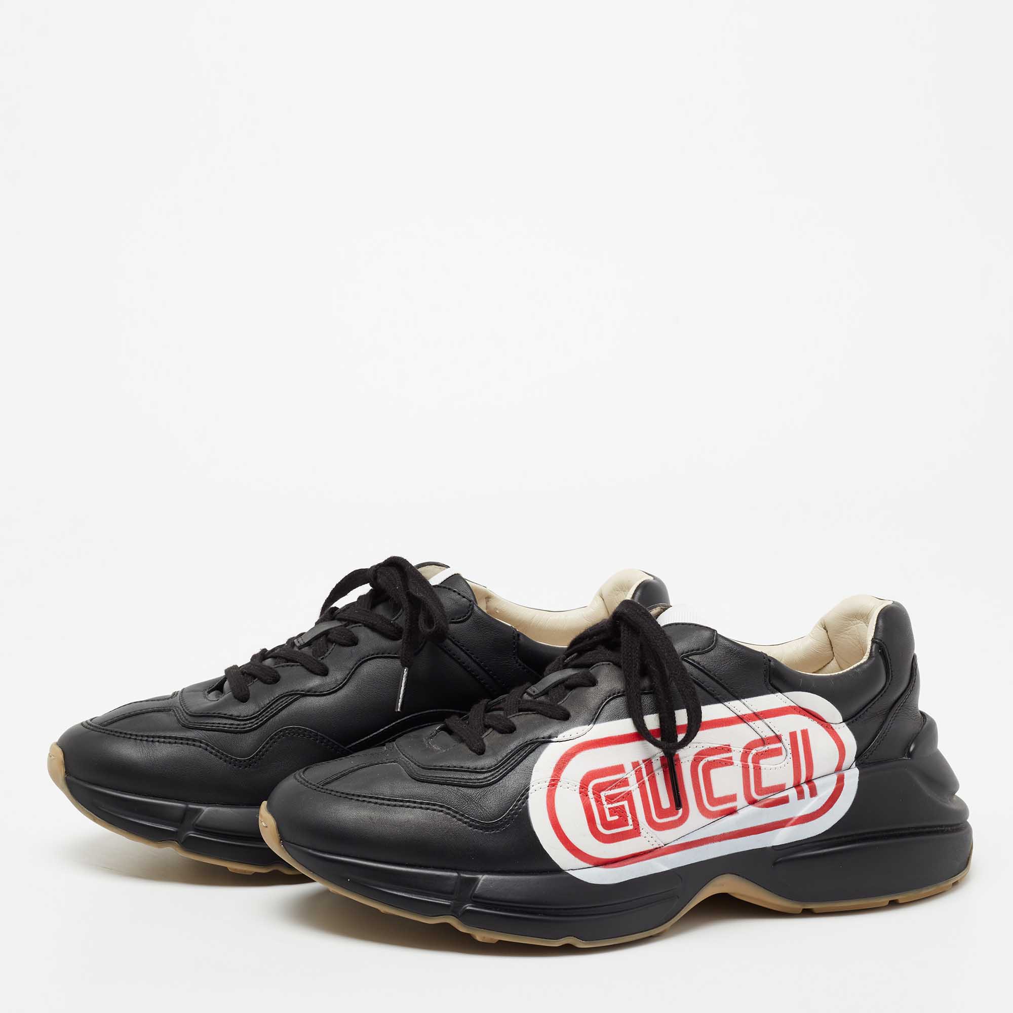 

Gucci Black Leather Rhyton Sneakers Size