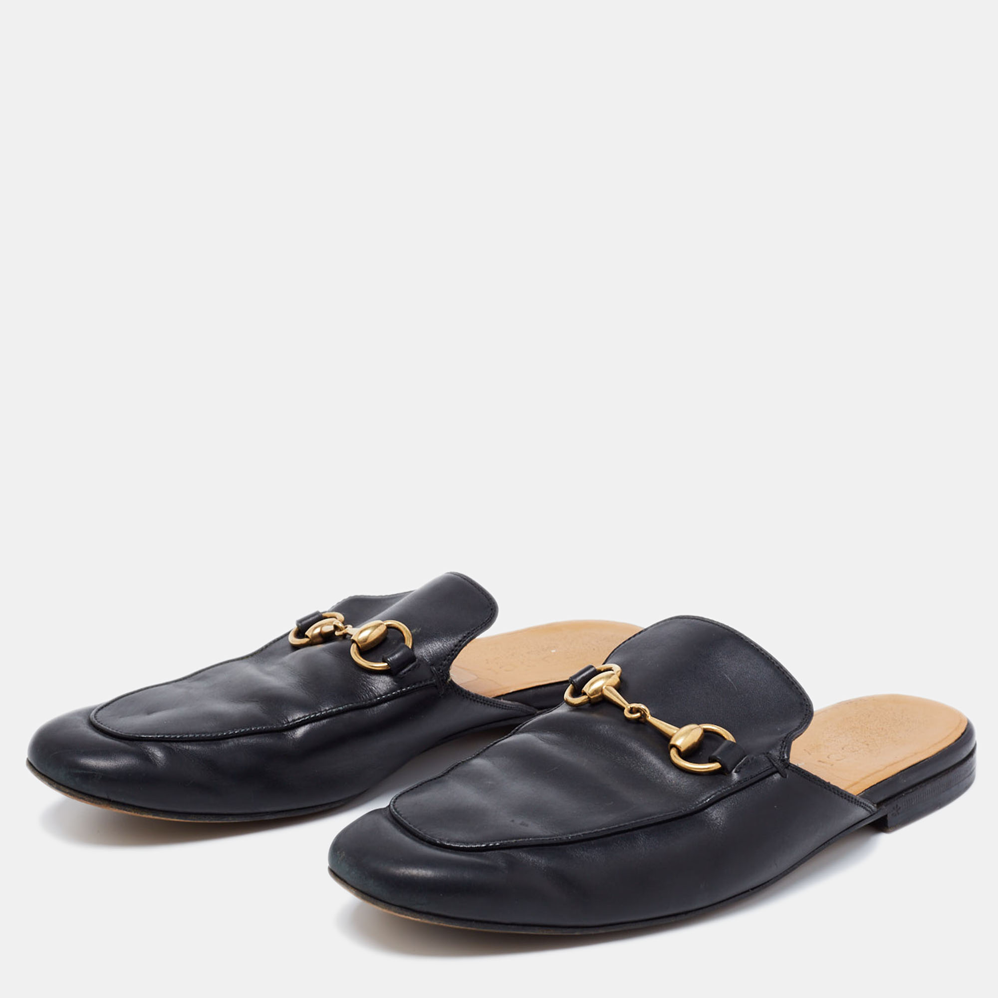 

Gucci Black Leather Horsebit Princetown Mules Size