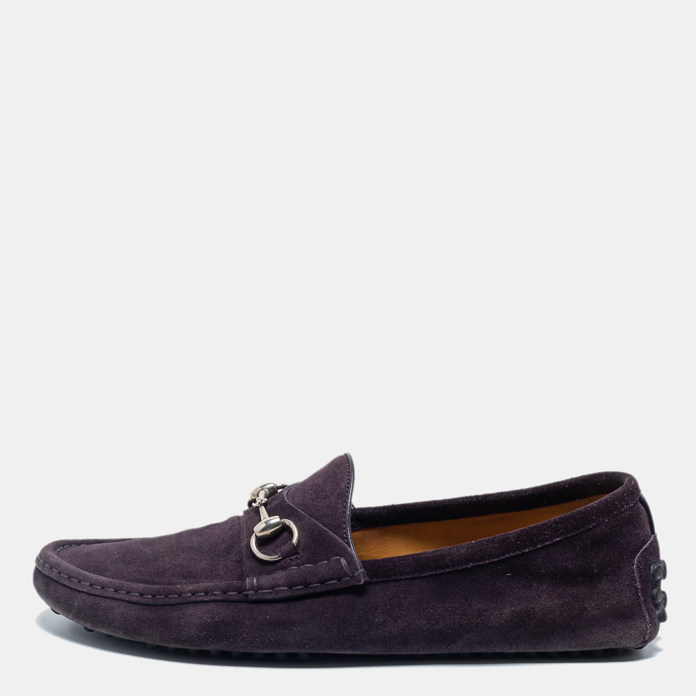 

Gucci Purple Suede Horsebit Slip On Loafers Size