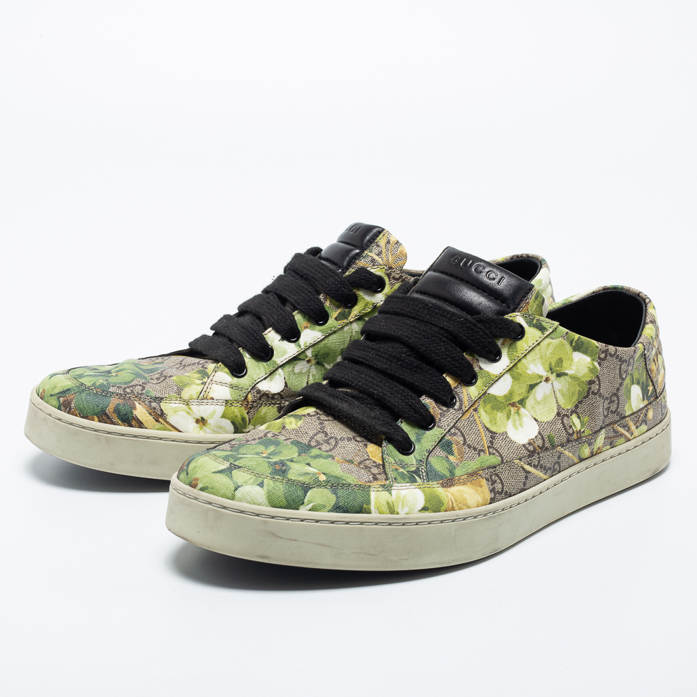 

Gucci Multicolor Blooms Printed GG Canvas Lace Up Sneakers Size