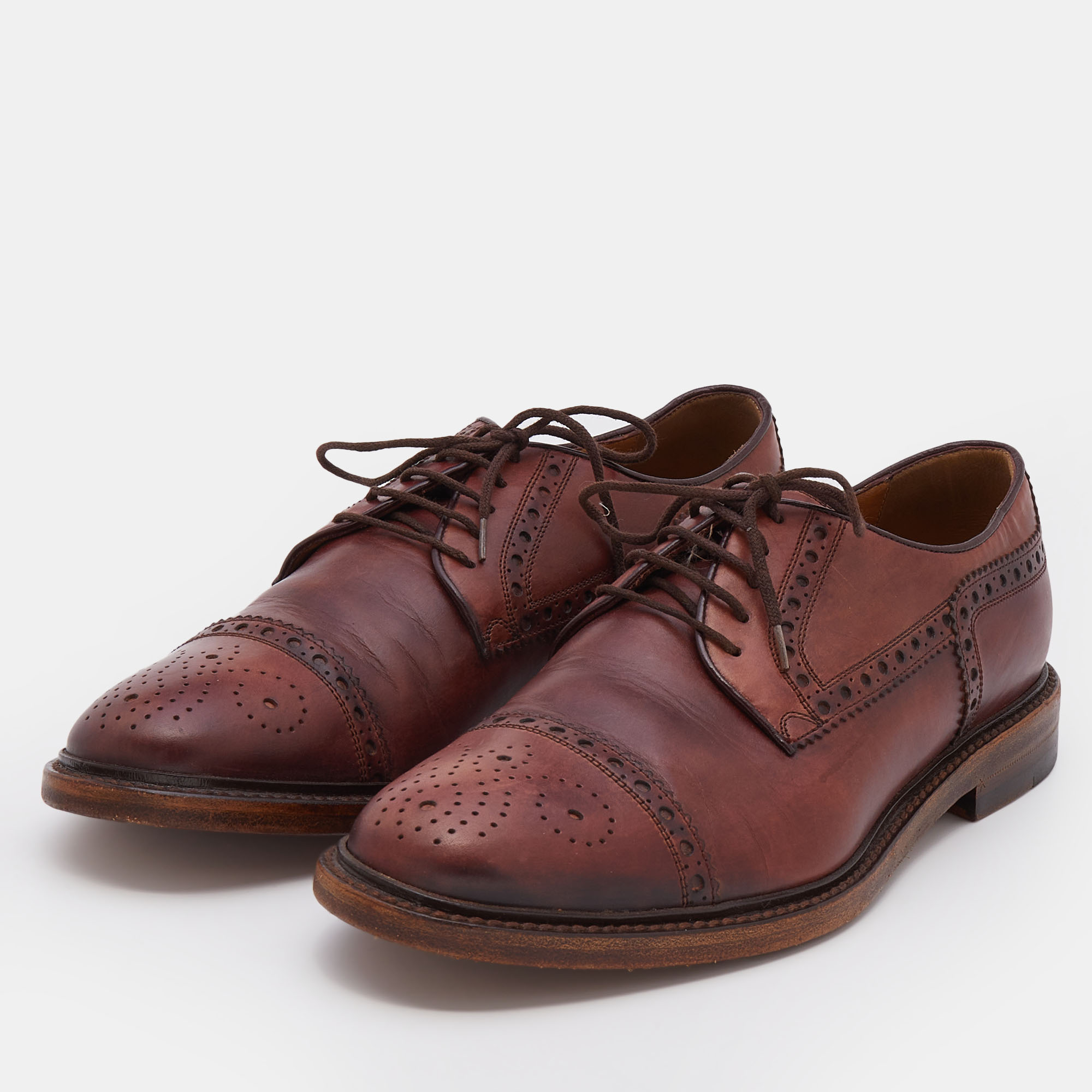 

Gucci Brown Brogue Leather Lace Up Derby Size