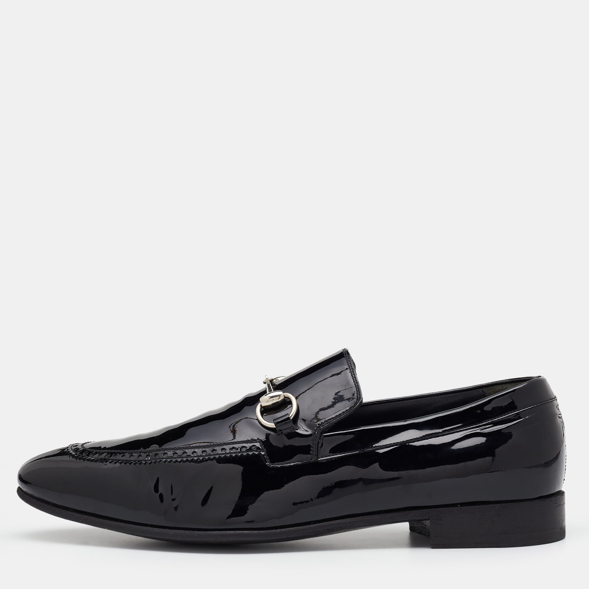 

Gucci Black Patent Leather Horsebit Slip On Loafers Size