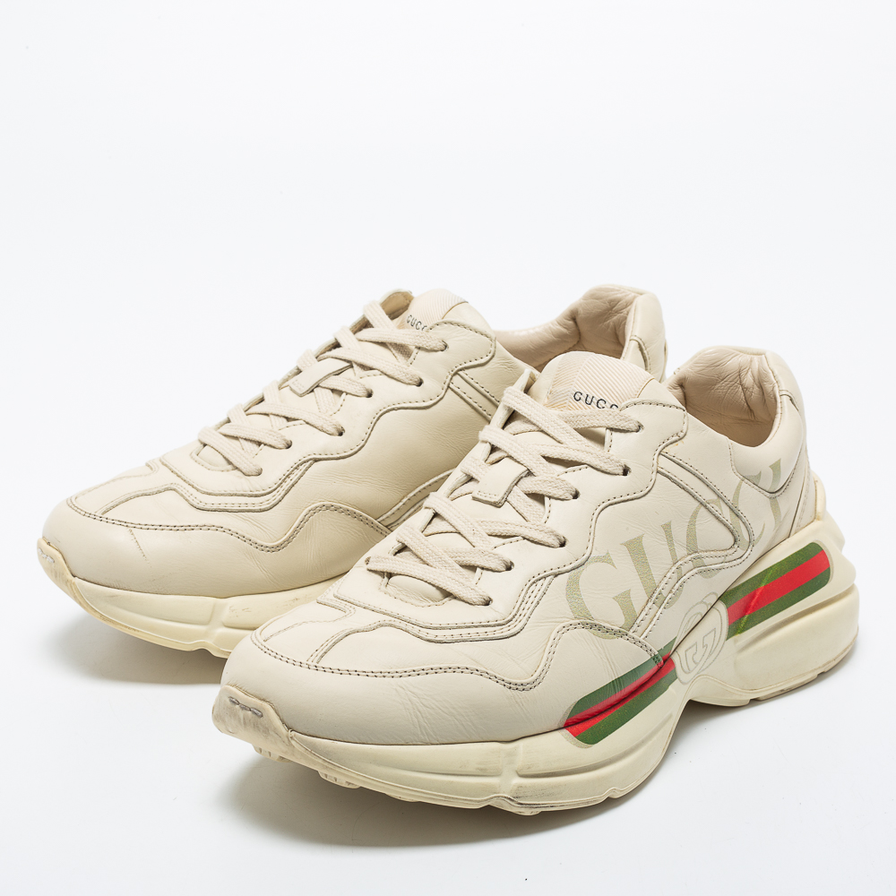 

Gucci Cream Leather Rhyton Gucci Logo Rhyton Sneakers Size